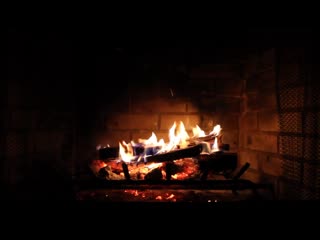 Virtual fireplace with crackling fire sounds