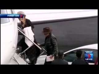 Johnny depp and amber heard have just boarded their private jet on the gold coast 19/04/2016