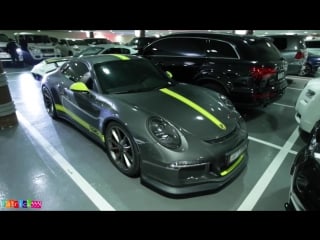 Porsche 991 gt3 yellow grey from qatar at dubai mall
