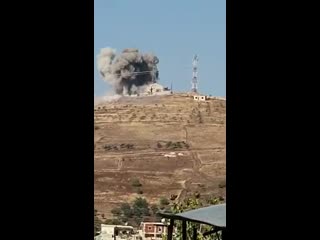 Moment a russian airstrike hits a jihadist hilltop post in idlib