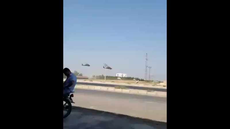 Турецкие вертолёты были замечены в небе над городом тель абьяд на севере сельской местности ракки #сирия