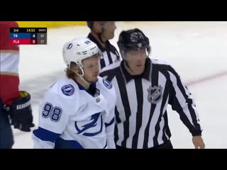 Brian boyle and mikhail sergachev throw fists during panthers and lightning exhibition game