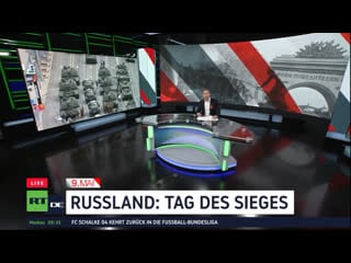 Die parade zum tag des sieges auf dem roten platz in moskau