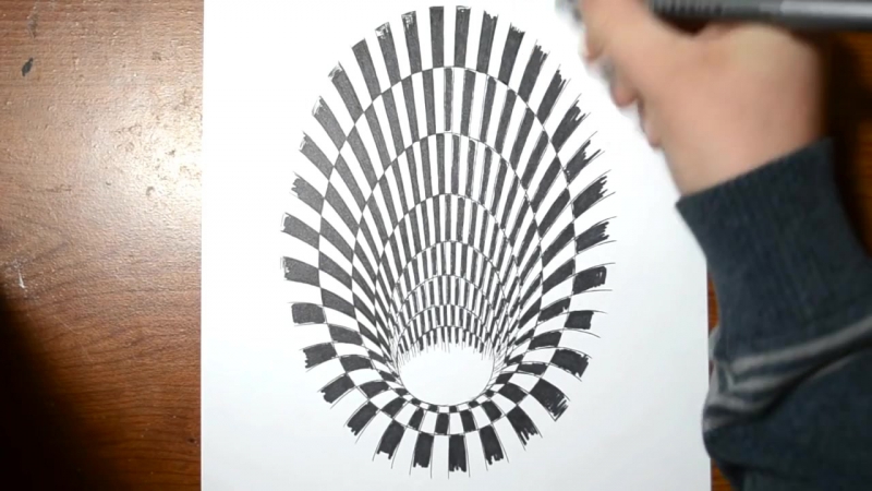Drawing a hole anamorphic illusion