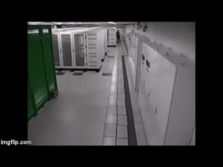 Server room with a seismic isolation floor during an earthquake