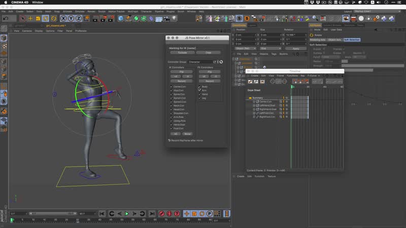 Js rigging tool c4d rigging script (mixamo base), 3 mirror pose