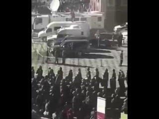 Chinese combatant military marching inside lhasa capital of tibet preparing for the anticipated march 10 uprising commemoration