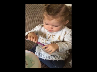 20 mth old talia may claps her hands after taking her cf medicine