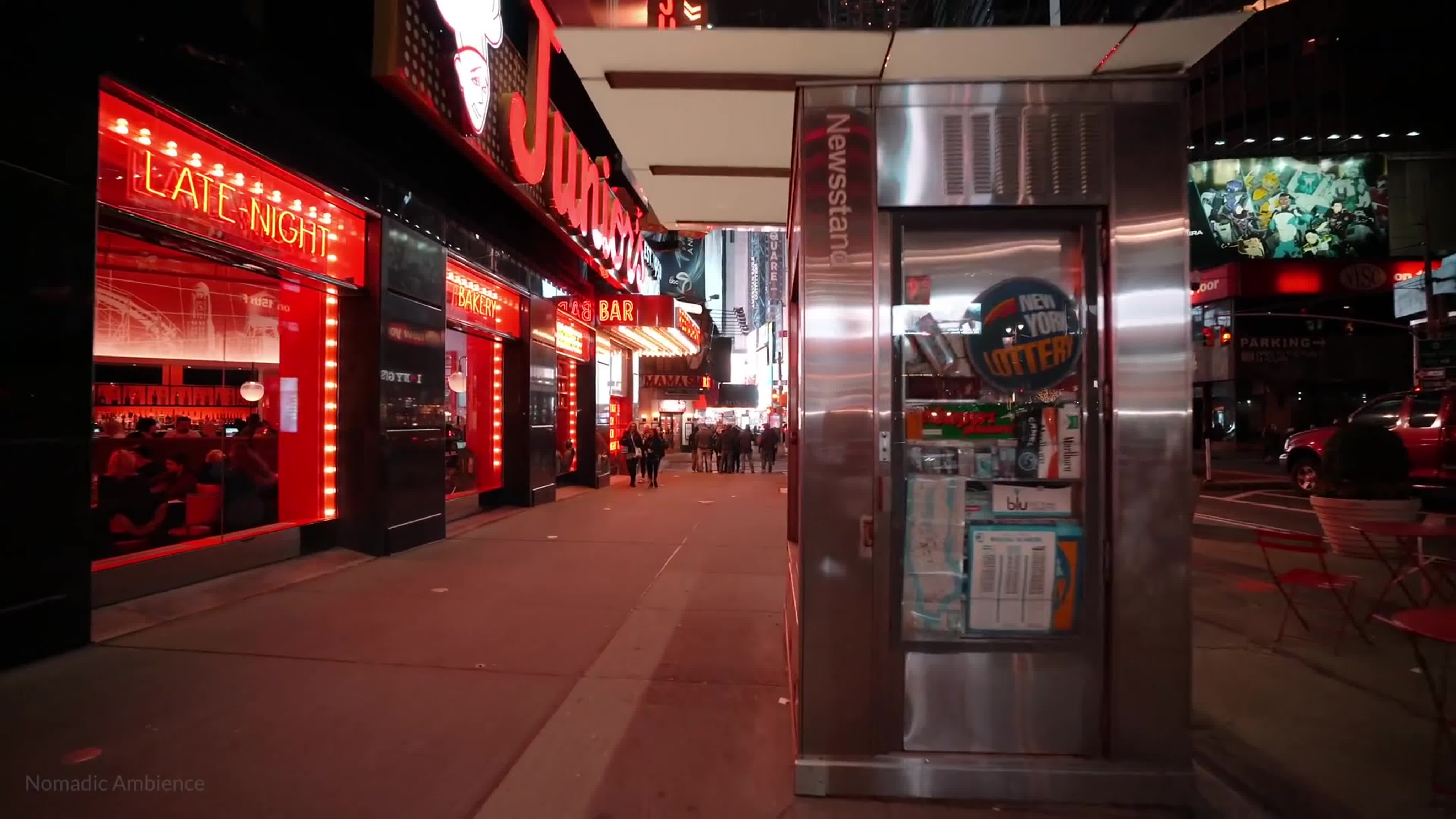 Walking around times square at night in new york city