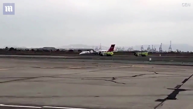 Посадка самолета без переднего шасси