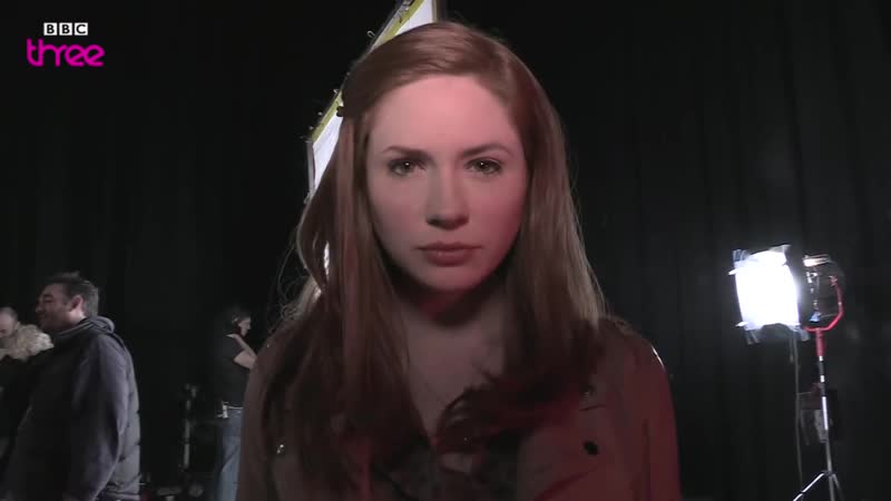 09/09/2011 matt smith points a camera at karen gillan doctor who confidential bbc three