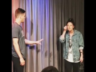 First date admitting i'm a hitman with @thelibratine sorry if i freaked you out, but i gotta porn you #improv #ugly #2016 #flo