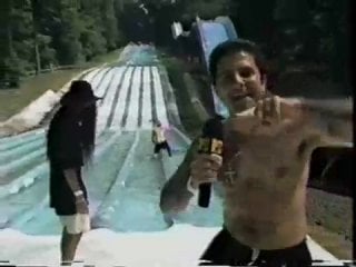 Layne loses his pants on waterslide