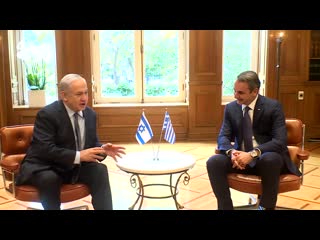 Pm netanyahu meets greek pm mitsotakis