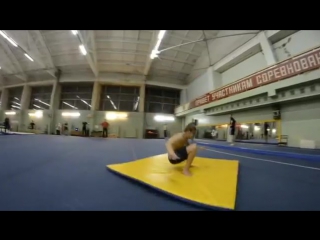 Landing double front flip on the floor(двойное переднее на прямой)