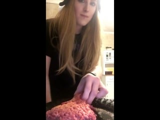 Girl eats raw hamburger meat