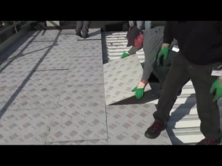 Утепление кровли блочным пеностеклом основание кровли профлист, клей millennium one step