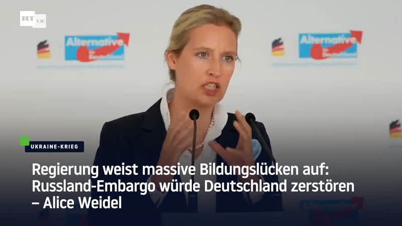 Regierung weist massive bildungslücken auf russland embargo würde deutschland zerstören – alice weidel