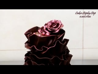 Chocolate ruffle cake modeling chocolate recipe chocolate rose tutorial