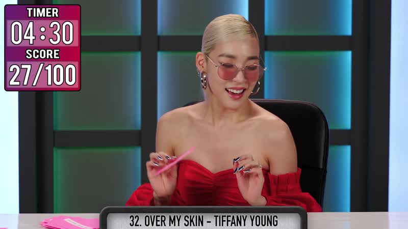Tiffany young pop star reacts to try to sing 100 pop songs in 10 minutes challenge