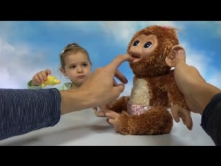 Обезьянка fur real friends интерактивная игрушка распакоа cuddles my giggly monkey unboxing