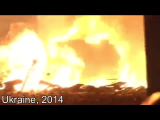 Footage of protesters throwing molotovs to fight back armored vehicles