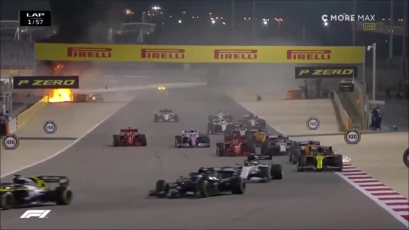 В бахрейне гонщик формулы 1 влетел в оградительный барьер и загорелся 1