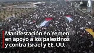 Manifestación en yemen en apoyo a los palestinos y contra israel y ee uu