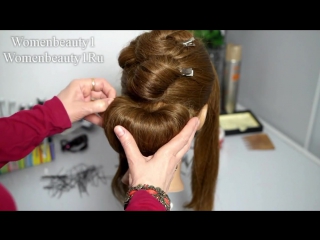 2 wedding prom hairstyle for long hair, updo tutorial with braided flowers