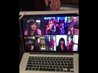 Today i am shooting a scene in schmidt's office where this is apparently his screen saver and tonight you are watching a bra