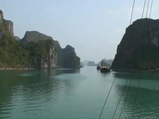 Halong bay, vietnam with folcloristic