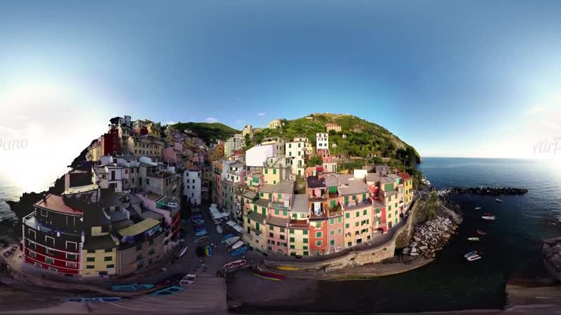 360°, cinque terre, italy 4k aerial video