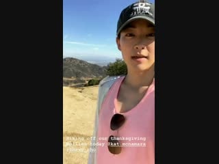 Hiking off thanksgiving bellies @arden cho and @kat mcnamara with guest appearance by chewy teenwolf shadowhunters vi