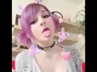 Ahegao face girl with long tounge