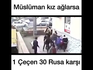 Rüsyada müslüman kızı rahatsız edip ağlatan rusları tek başına dağıtan çeçen 👏💪