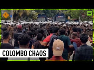 Tear gas, water cannons used against protesters in sri lanka