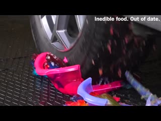 Experiment car vs watermelon, balls and food by ctc crushing crunchy & soft things by car!