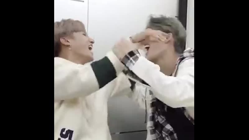 Smiley wooyoung and mingi hugging to bring some sunshine to your day