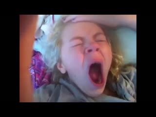 Girl yawning