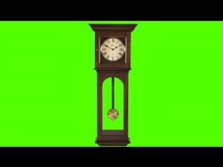 Old clock and pendulum ticking green screen animation