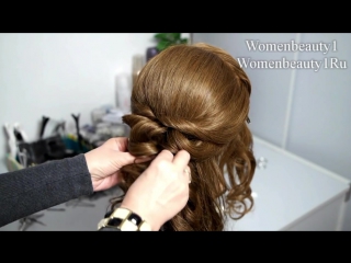 Curly prom, bridal hairstyle for long hair with french braids