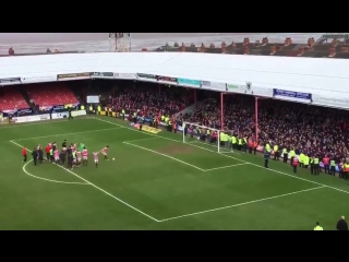 1,867 doncaster fans celebrating a win at grimsby today