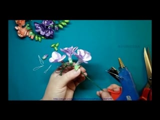 Ribbon flowers freesia of satin ribbons tutorial цветы из лент фрезия мк (1)