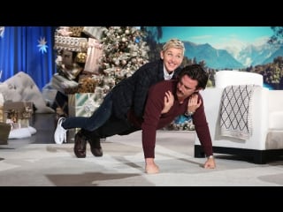 Milo ventimiglia and ellen's 'partner push ups' rus sub