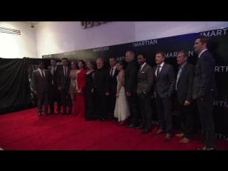 The martian london premiere red carpet matt damon, jessica chastain, kate mara, kristen wiig
