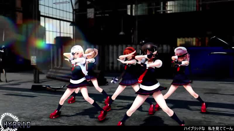【mmd艦これ】白露型でhybrid ミニスカローアングルver 歌詞つき