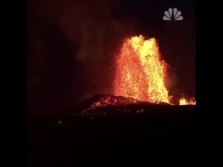 Lava fountains and wind vortexes surround eruptions from