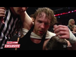 Dean ambrose gets helped backstage raw fallout, february 29, 2016