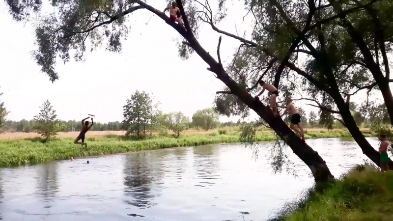 Дзеці скачуць у пціч з вышыні чатырохпавярховага дома