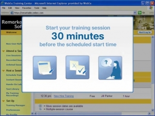 Webex training center start a training session